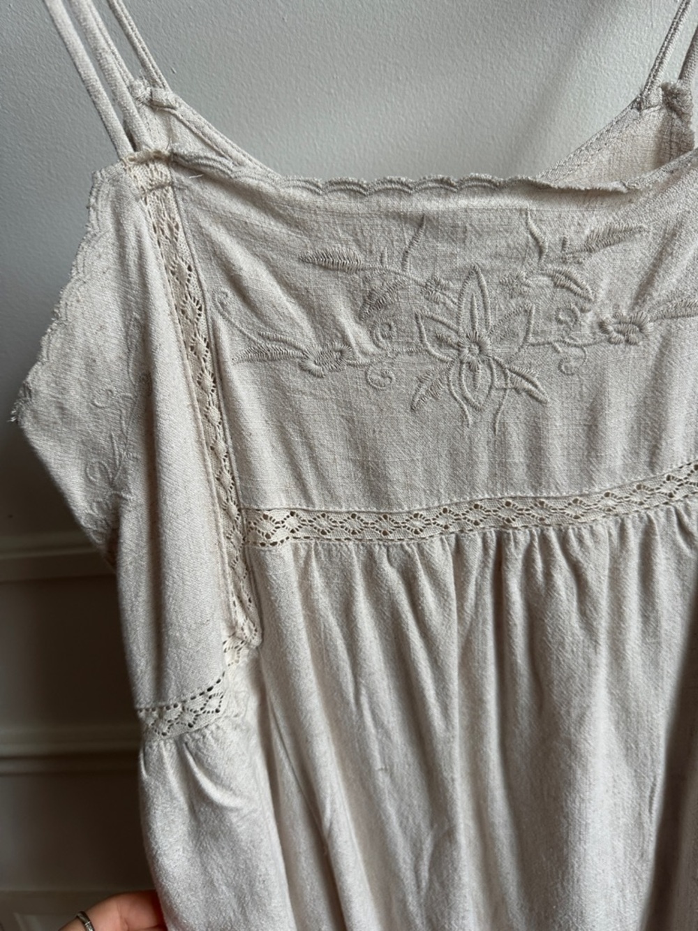 Dex Free People Cream Maxi Dress with Embroidered Bodice